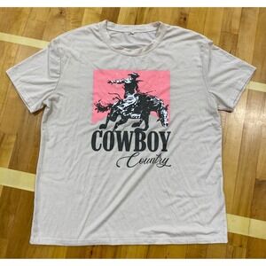 Unbranded Cowboy Country Graphic Tee Tan Pink Western Horse Shirt Mens 2XL